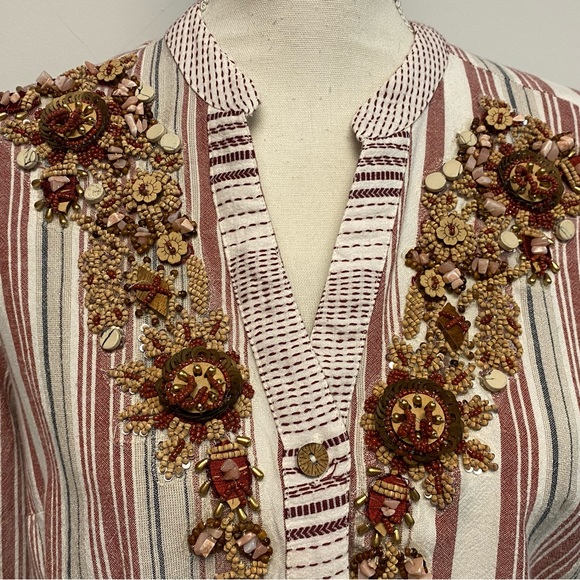 Soft Surroundings Striped Repose Beaded Tunic Sz M - Picture 2 of 14